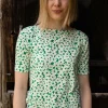ORGANIC - Daneboat Neck Slub Tee Green Flower