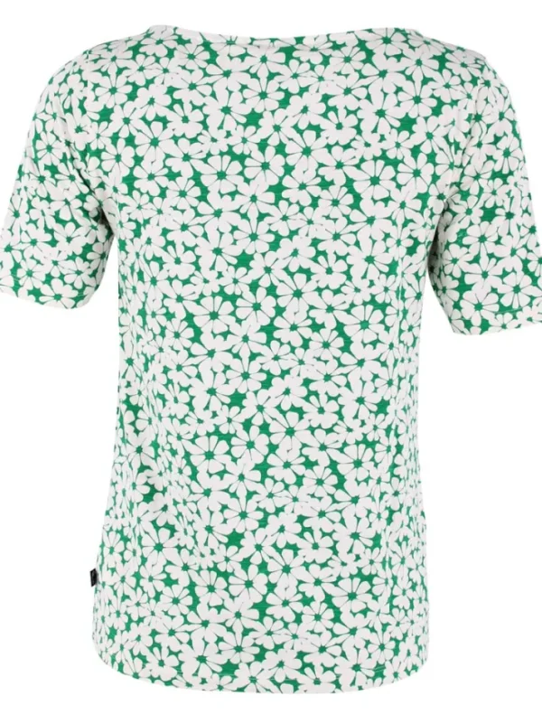 ORGANIC - Daneboat Neck Slub Tee Green Flower