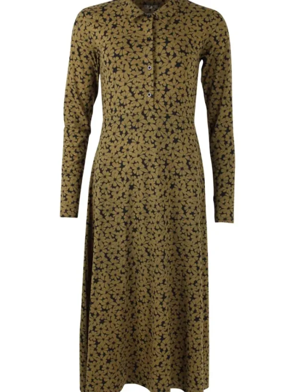 ORGANIC - Danemusical Viscose Slub Dress Olive FLOWERY