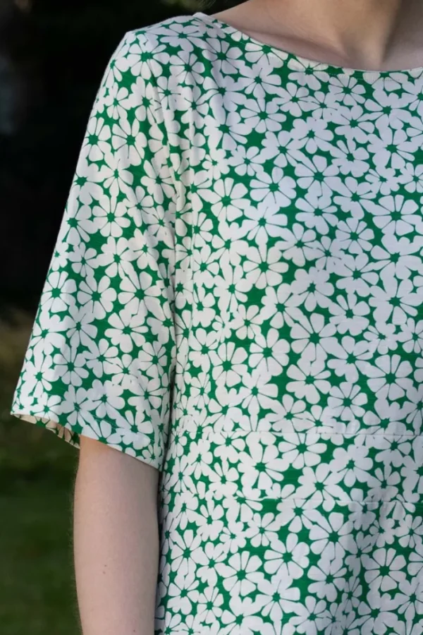 ORGANIC - Daneviborg Slub Dress Green Flower