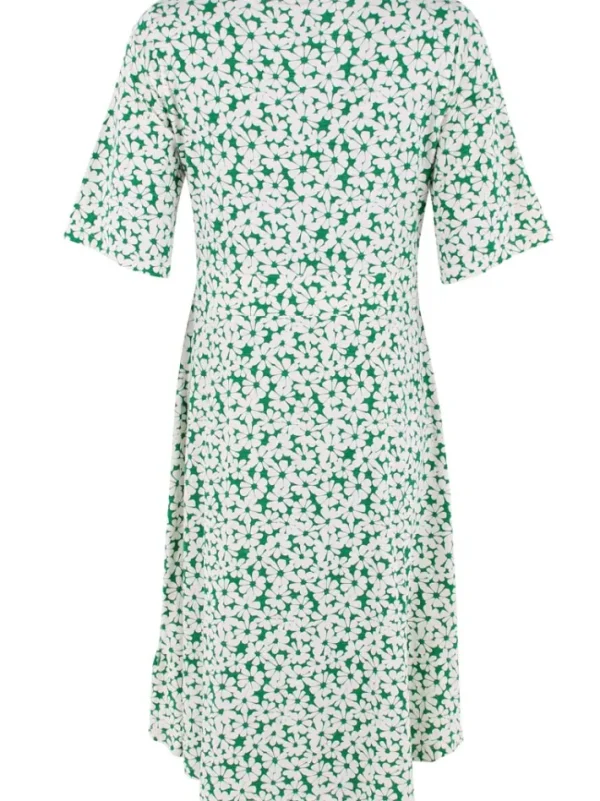 ORGANIC - Daneviborg Slub Dress Green Flower