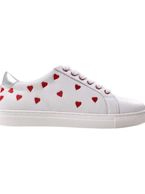 PiedPied Leather Love Sneakers White ( Red Hearts )