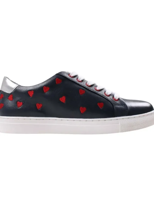 PiedPied Leather Love Sneakers Navy ( Red Hearts )