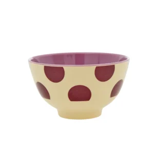 Rice Lille Skål Cream Purple Dots Print