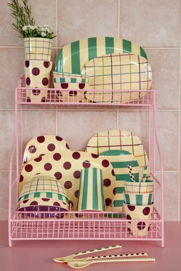 Rice Lille Skål Cream Purple Dots Print