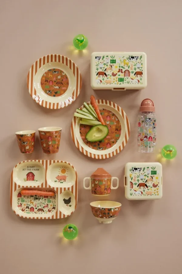 Rice Stor Madkasse Brown Farm Print