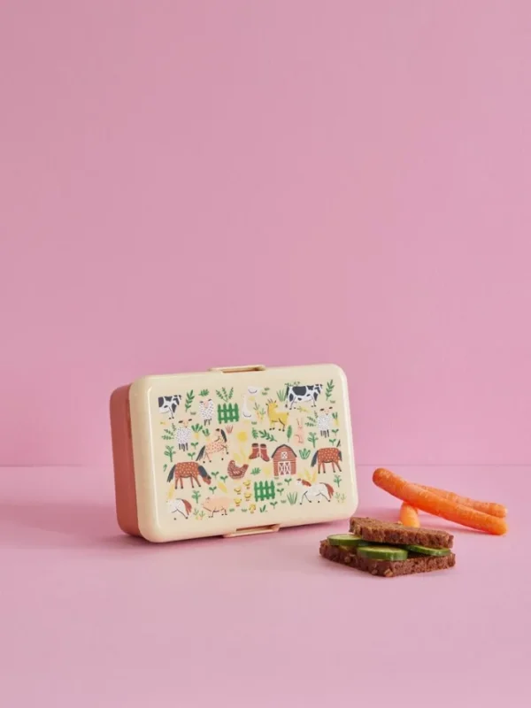 Rice Stor Madkasse Brown Farm Print