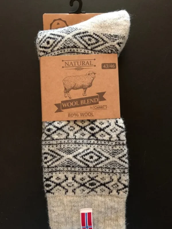 WOOLWEAR Ragsok m/Norsk Flag Grey/Koks nr.10