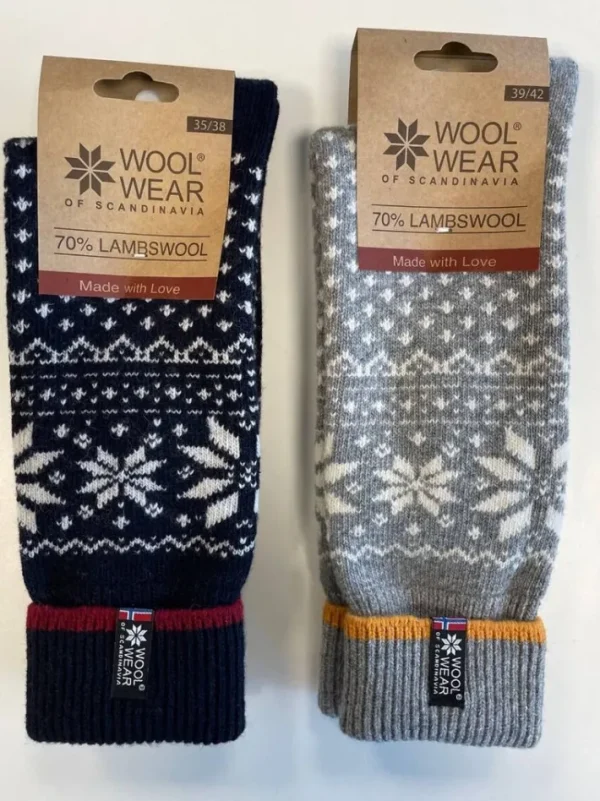 WOOLWEAR Uldsokker - Lambswool Navy/bordeaux nr.47